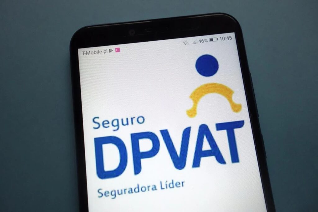 Smartphone displaying DPVAT insurance logo and text.