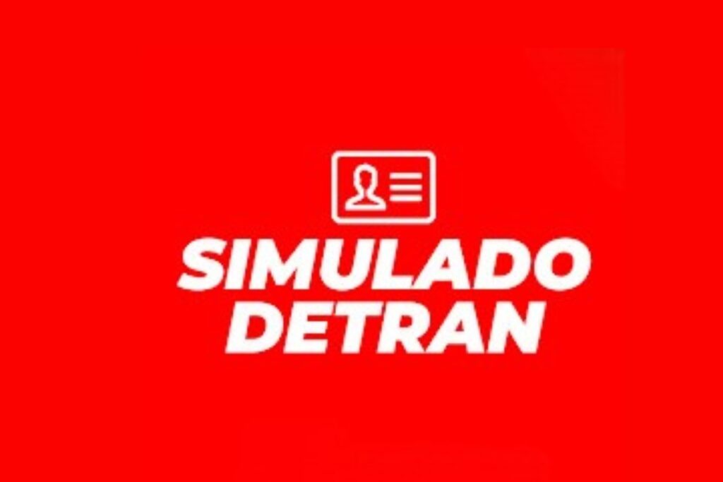 DETRAN practice test logo on red background
