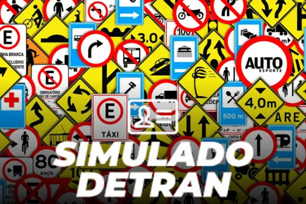 Colorful traffic signs, Detran simulation exam.
