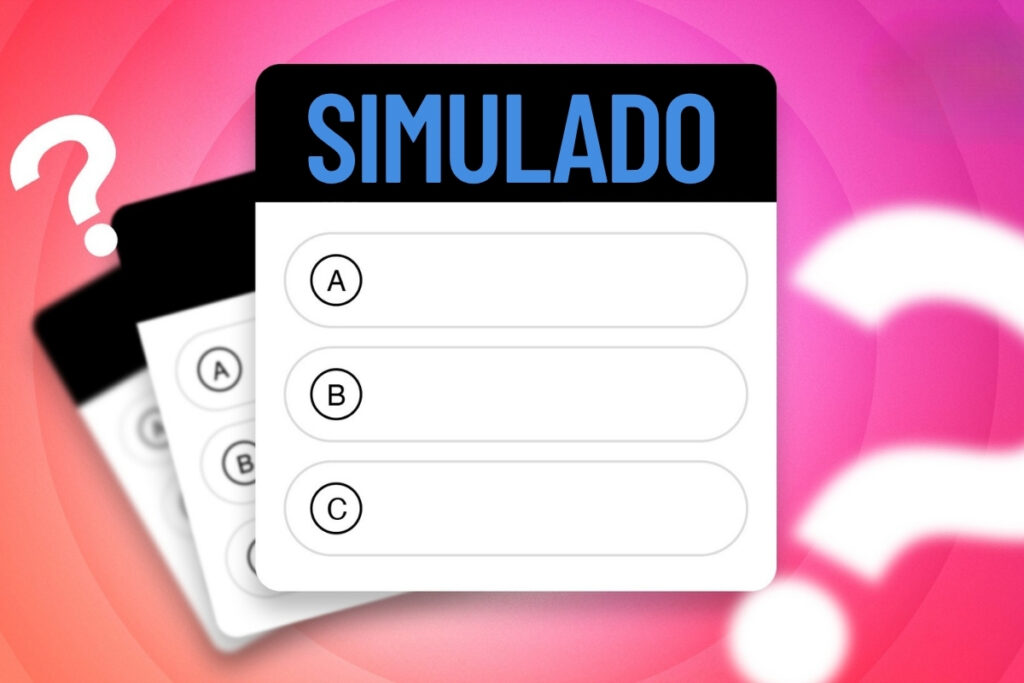 Simulated test with multiple-choice questions.